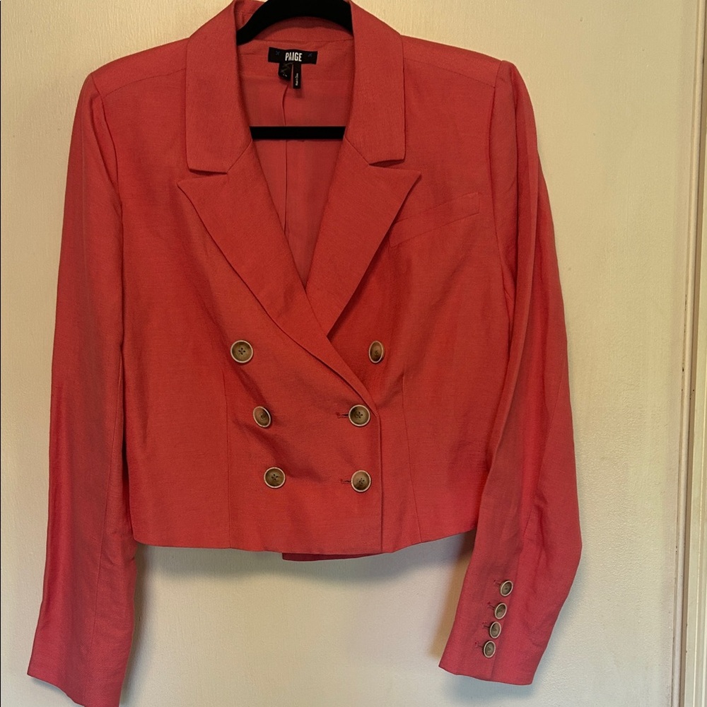 PAIGE  Dusty Bubblegum Double-Breasted Blazer. Office or Y2K quiet luxury